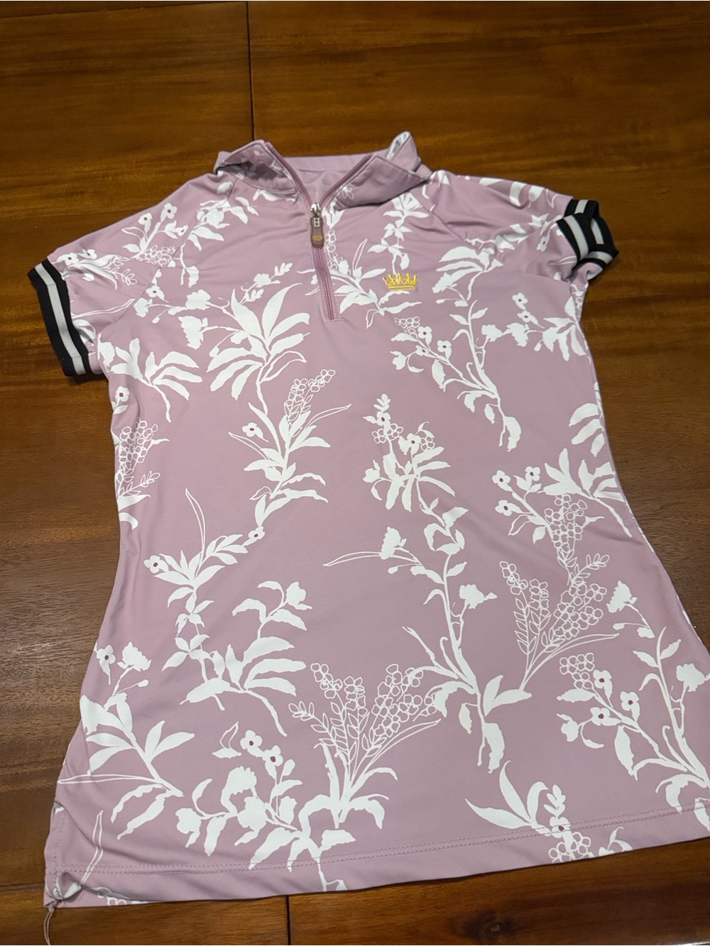 Kasteel Denmark Women’s Floral Short-Sleeve riding Top - Light Mauve/White